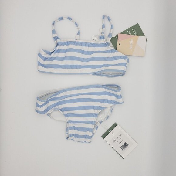Andie Swim Bikini Set Toddler Girls' 2T Sky Stripe Blue NWT Summer Vacation Fun - Picture 9 of 10